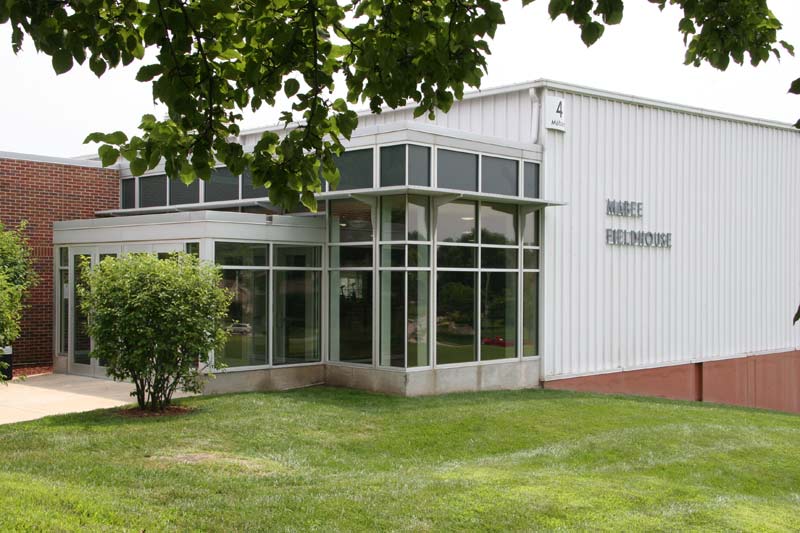 Main entrance to Mabee Fieldhouse
