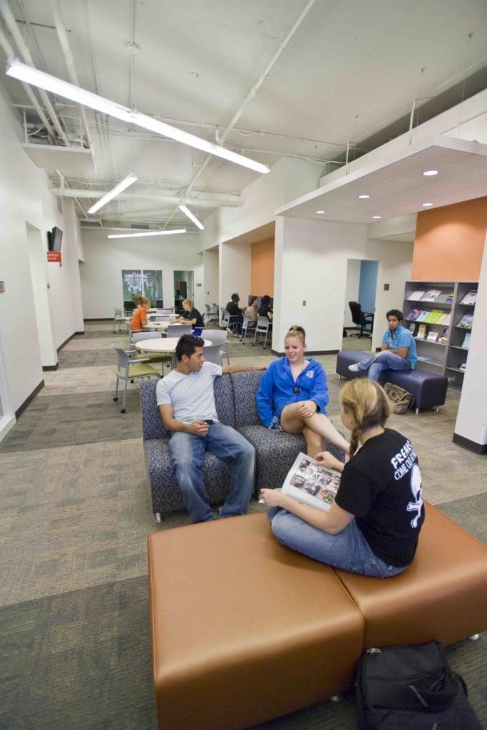 Students lounging in Hodes Center