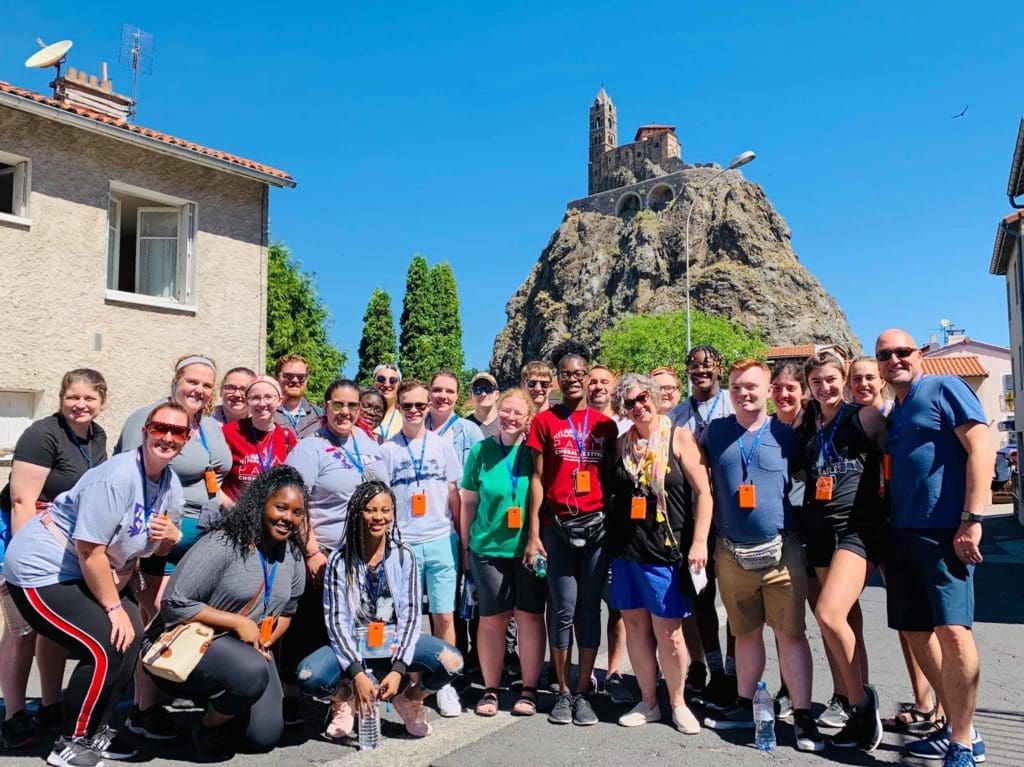A group of Avila students in LePuy, France